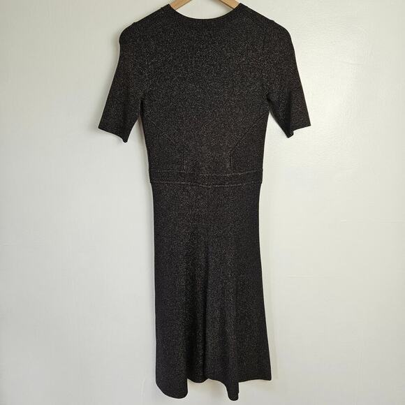 Banana Republic Metallic Fit‎ & Flare Sweater Dress S Tall Navy Blue Copper - Picture 6 of 7